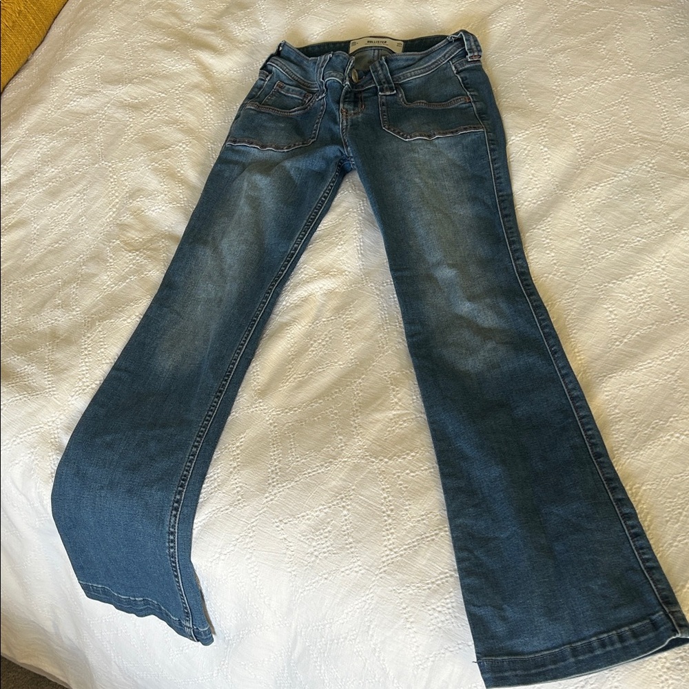 Hollister Women's Ultra Low-Rise Boot Jeans in Deep Blue